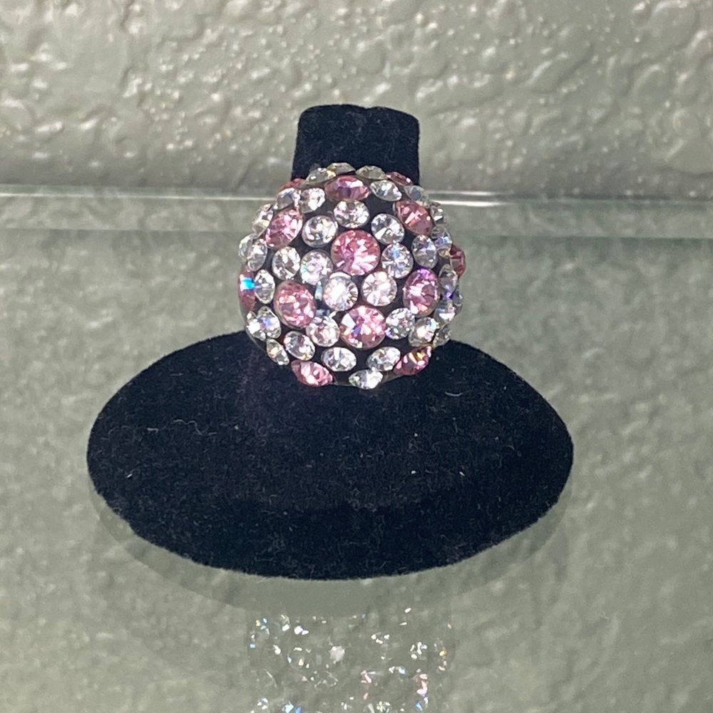 Clear Acrylic Ring with Pink Gems